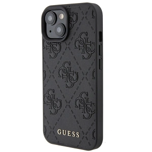 Etui Guess GUHCP15SP4EPMK Apple iPhone 15 hardcase Leather 4G Stamped czarny/black