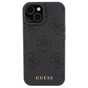 Etui Guess GUHCP15SP4EPMK Apple iPhone 15 hardcase Leather 4G Stamped czarny/black