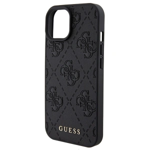 Etui Guess GUHCP15SP4EPMK Apple iPhone 15 hardcase Leather 4G Stamped czarny/black
