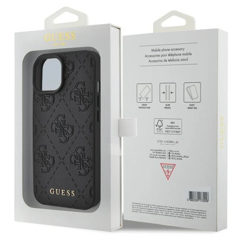 Kup Etui Guess GUHCP15SP4EPMK Apple iPhone 15 hardcase Leather 4G Stamped czarny/black - GUE2842 - {ean13} - Sklep Home Screen