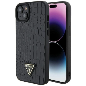 Etui Guess GUHCP15SPCRTHCK Apple iPhone 15 hardcase Croco Triangle Metal Logo czarny/black