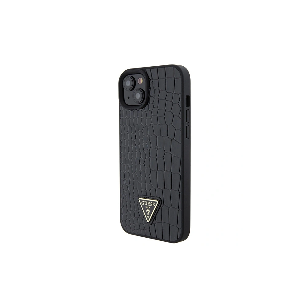 Etui Guess GUHCP15SPCRTHCK Apple iPhone 15 hardcase Croco Triangle Metal Logo czarny/black