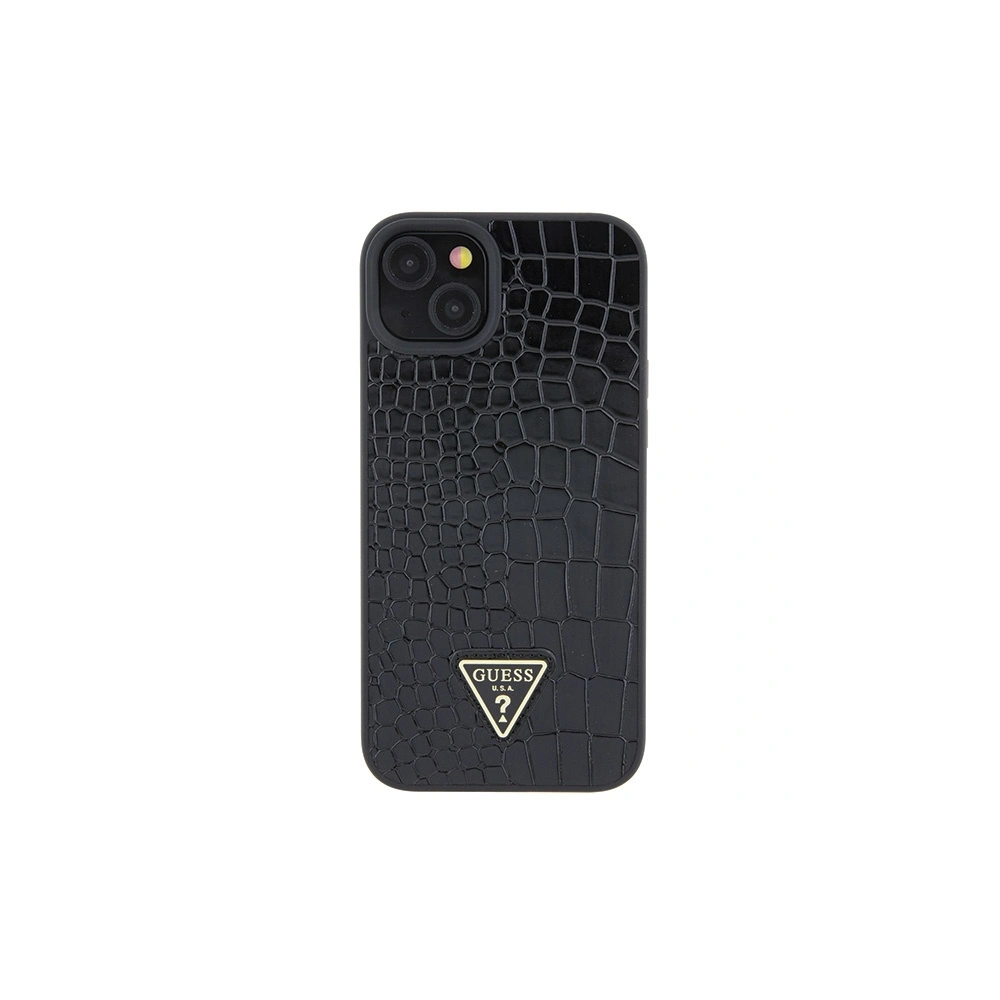 Etui Guess GUHCP15SPCRTHCK Apple iPhone 15 hardcase Croco Triangle Metal Logo czarny/black