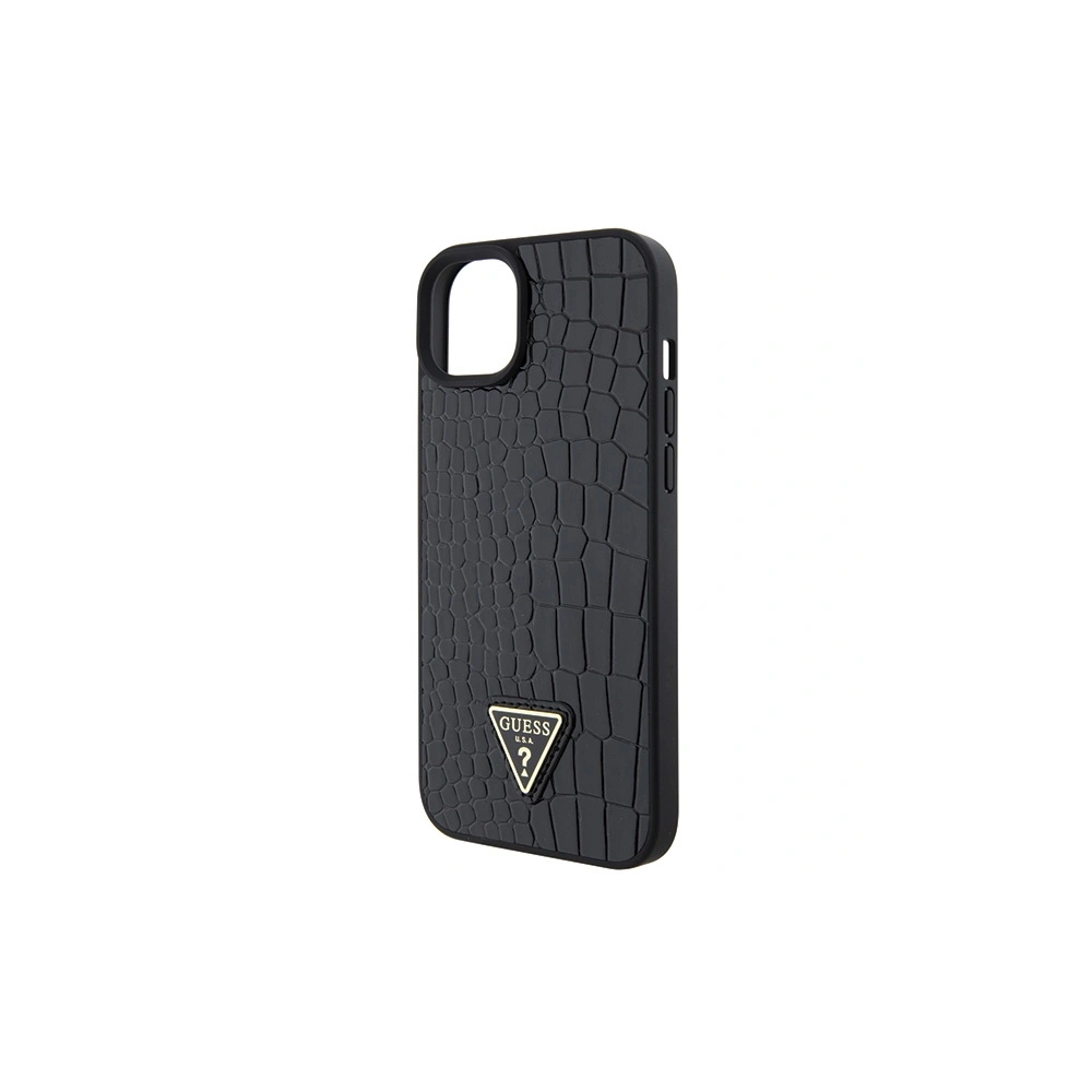 Etui Guess GUHCP15SPCRTHCK Apple iPhone 15 hardcase Croco Triangle Metal Logo czarny/black