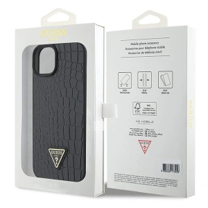 Etui Guess GUHCP15SPCRTHCK Apple iPhone 15 hardcase Croco Triangle Metal Logo czarny/black