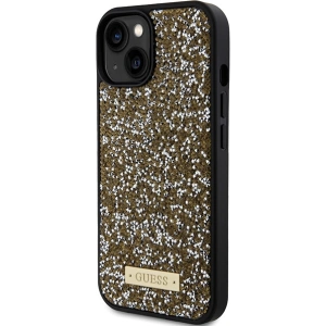 Etui Guess GUHCP15SPFGSBSD Apple iPhone 15 hardcase Rhinestone Metal Logo żółty/yellow