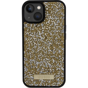 Etui Guess GUHCP15SPFGSBSD Apple iPhone 15 hardcase Rhinestone Metal Logo żółty/yellow