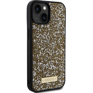 Etui Guess GUHCP15SPFGSBSD Apple iPhone 15 hardcase Rhinestone Metal Logo żółty/yellow