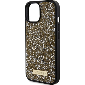 Etui Guess GUHCP15SPFGSBSD Apple iPhone 15 hardcase Rhinestone Metal Logo żółty/yellow
