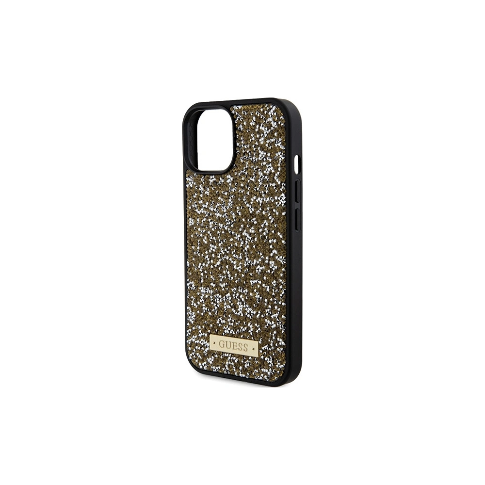 Etui Guess GUHCP15SPFGSBSD Apple iPhone 15 hardcase Rhinestone Metal Logo żółty/yellow