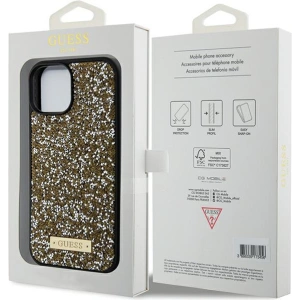 Etui Guess GUHCP15SPFGSBSD Apple iPhone 15 hardcase Rhinestone Metal Logo żółty/yellow