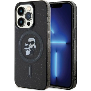 Etui Karl Lagerfeld KLHMP15LHGKCNOK Apple iPhone 15 Pro hardcase Karl&Choupette Glitter MagSafe czarny/black