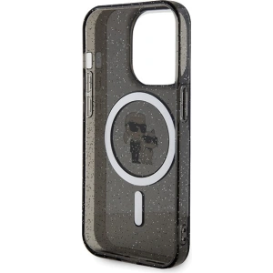 Etui Karl Lagerfeld KLHMP15LHGKCNOK Apple iPhone 15 Pro hardcase Karl&Choupette Glitter MagSafe czarny/black