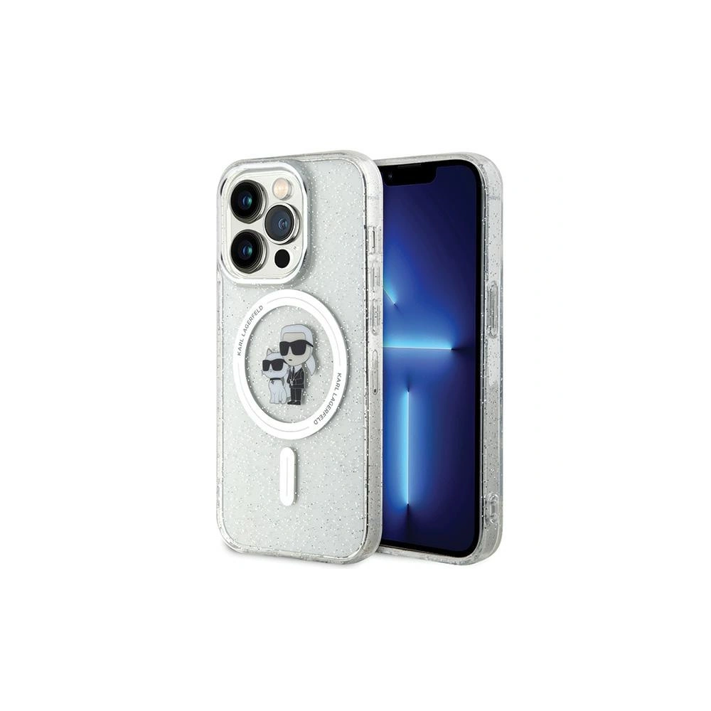 Etui Karl Lagerfeld KLHMP15LHGKCNOT Apple iPhone 15 Pro hardcase Karl&Choupette Glitter MagSafe transparent