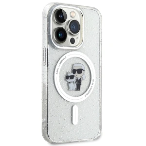 Etui Karl Lagerfeld KLHMP15LHGKCNOT Apple iPhone 15 Pro hardcase Karl&Choupette Glitter MagSafe transparent