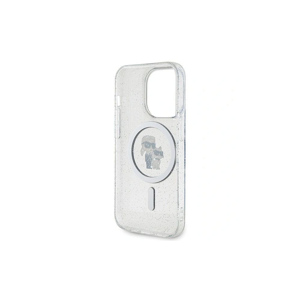 Etui Karl Lagerfeld KLHMP15LHGKCNOT Apple iPhone 15 Pro hardcase Karl&Choupette Glitter MagSafe transparent