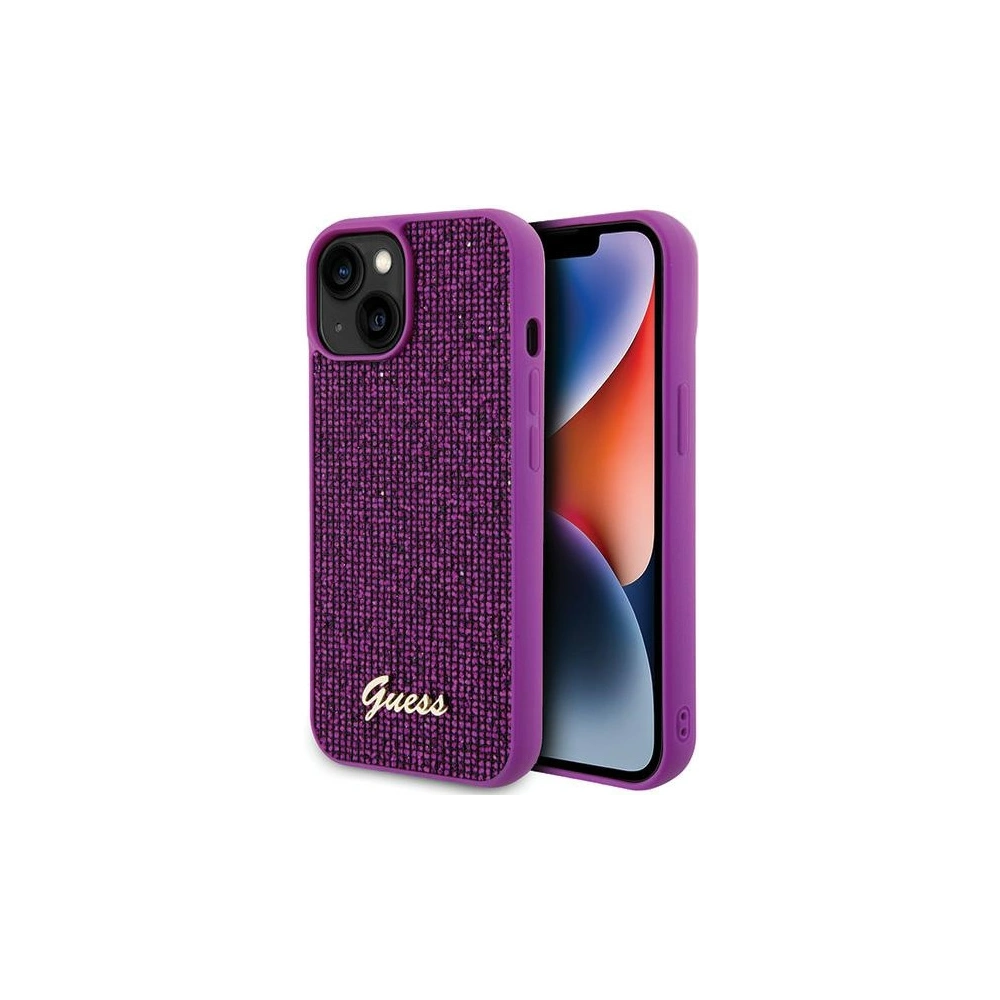 Etui Guess GUHCP15SPMSDGSF Apple iPhone 15 hardcase Disco Metal Script fuksja/fuschia
