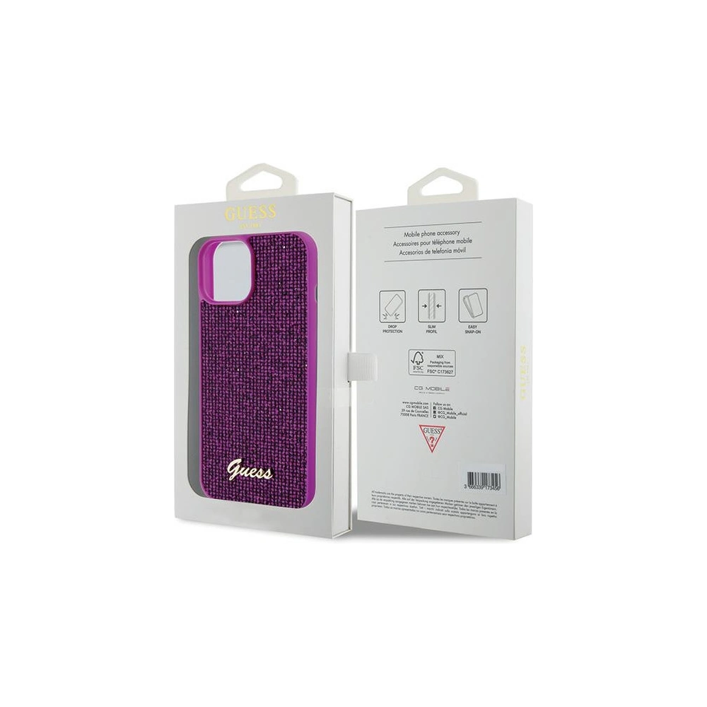 Etui Guess GUHCP15SPMSDGSF Apple iPhone 15 hardcase Disco Metal Script fuksja/fuschia