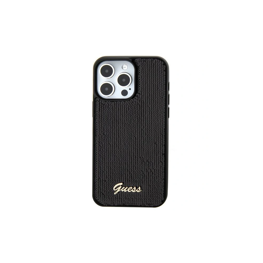 Etui Guess GUHCP15SPSFDGSK Apple iPhone 15 hardcase Sequin Script Metal czarny/black