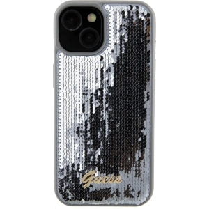 Etui Guess GUHCP15SPSFDGSS Apple iPhone 15 hardcase Sequin Script Metal srebrny/silver