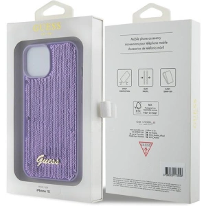 Etui Guess GUHCP15SPSFDGSU Apple iPhone 15 hardcase Sequin Script Metal fioletowy/purple