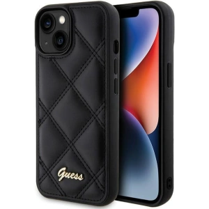 Etui Guess GUHCP15SPSQSQSK Apple iPhone 15 hardcase Quilted Metal Logo czarny/black