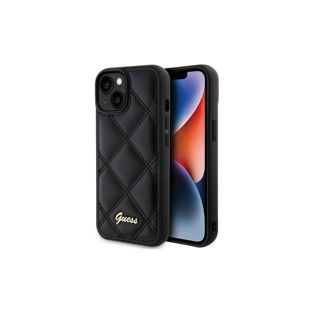 Etui Guess GUHCP15SPSQSQSK Apple iPhone 15 hardcase Quilted Metal Logo czarny/black