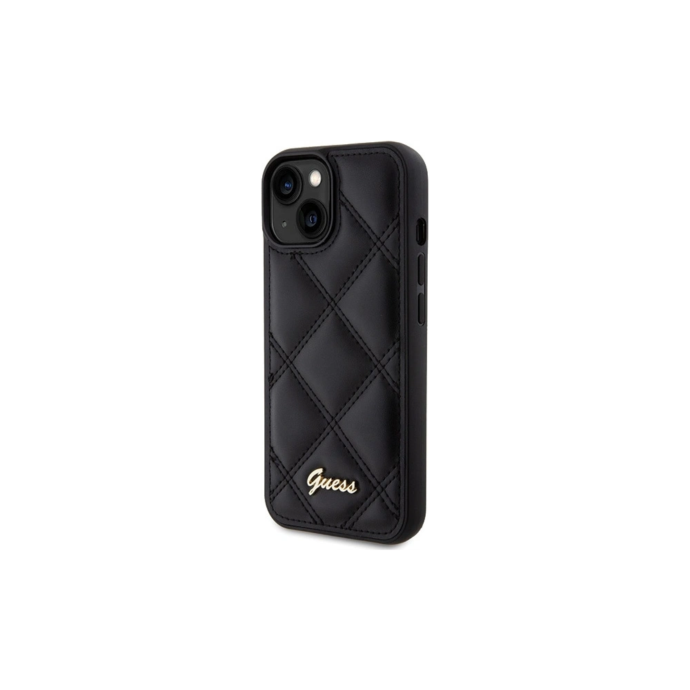 Etui Guess GUHCP15SPSQSQSK Apple iPhone 15 hardcase Quilted Metal Logo czarny/black