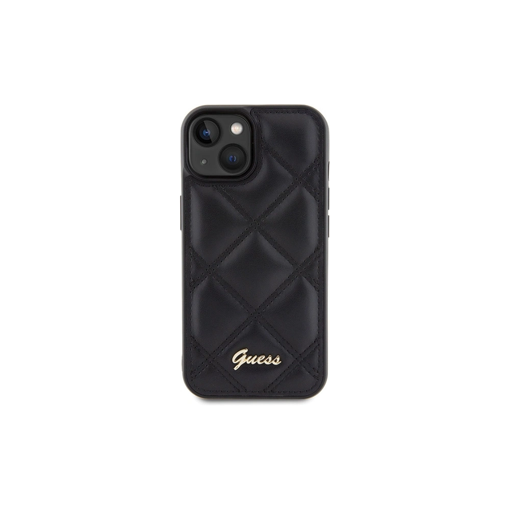 Etui Guess GUHCP15SPSQSQSK Apple iPhone 15 hardcase Quilted Metal Logo czarny/black