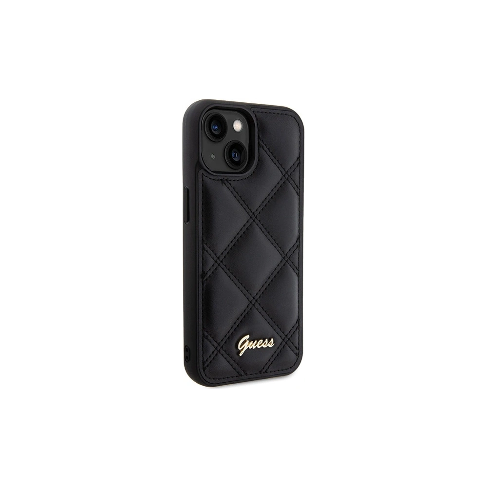 Etui Guess GUHCP15SPSQSQSK Apple iPhone 15 hardcase Quilted Metal Logo czarny/black