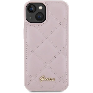 Etui Guess GUHCP15SPSQSQSP Apple iPhone 15 hardcase Quilted Metal Logo różowy/pink