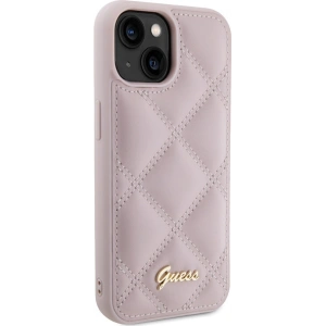 Etui Guess GUHCP15SPSQSQSP Apple iPhone 15 hardcase Quilted Metal Logo różowy/pink