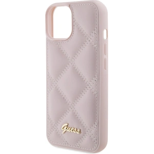 Etui Guess GUHCP15SPSQSQSP Apple iPhone 15 hardcase Quilted Metal Logo różowy/pink