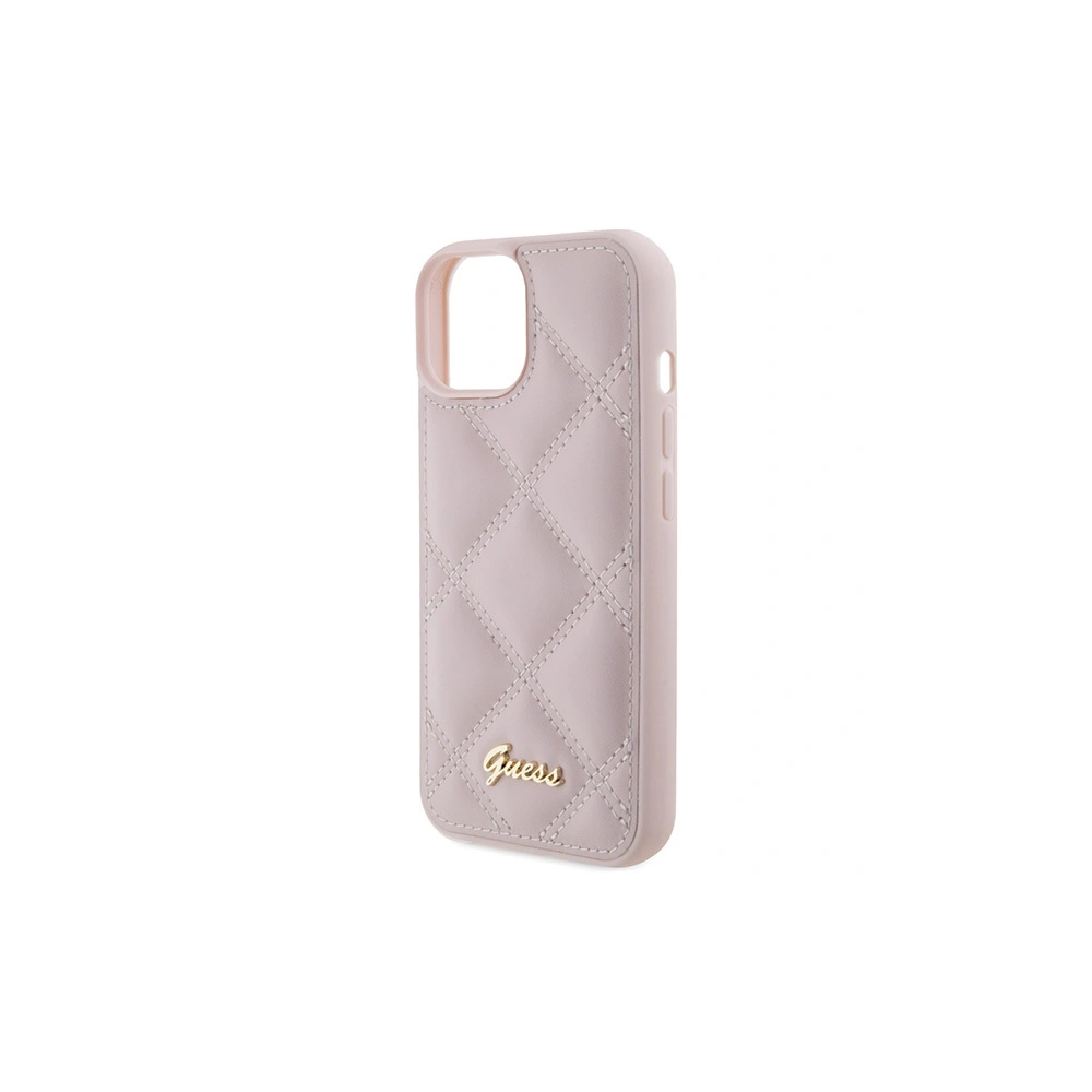 Etui Guess GUHCP15SPSQSQSP Apple iPhone 15 hardcase Quilted Metal Logo różowy/pink