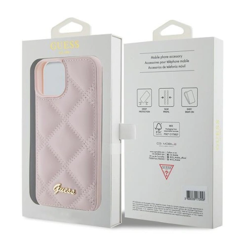 Kup Guess Apple Geantă GUHCP15SPSQSQSP iPhone 15 carcasă tare cu logo metalic matlasat roz/roz - GUE2853 - {ean13} - Sklep Home Screen