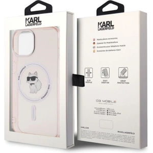 Etui Karl Lagerfeld KLHMP15SHFCCNOP Apple iPhone 15 hardcase IML Choupette MagSafe różowy/pink