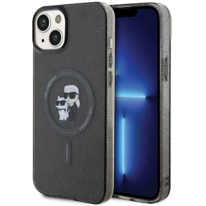 Etui Karl Lagerfeld KLHMP15SHGKCNOK Apple iPhone 15 hardcase Karl&Choupette Glitter MagSafe czarny/black