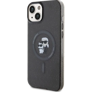 Etui Karl Lagerfeld KLHMP15SHGKCNOK Apple iPhone 15 hardcase Karl&Choupette Glitter MagSafe czarny/black