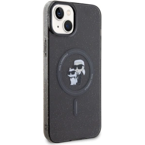 Etui Karl Lagerfeld KLHMP15SHGKCNOK Apple iPhone 15 hardcase Karl&Choupette Glitter MagSafe czarny/black