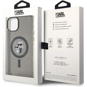 Etui Karl Lagerfeld KLHMP15SHGKCNOK Apple iPhone 15 hardcase Karl&Choupette Glitter MagSafe czarny/black