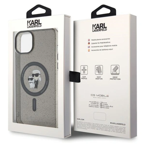 Buy Karl Lagerfeld KLHMP15SHGKCNOK Apple iPhone 15 hardcase Karl&Choupette Glitter MagSafe black - KLD1689 - {ean13} - Home Screen Store Europe