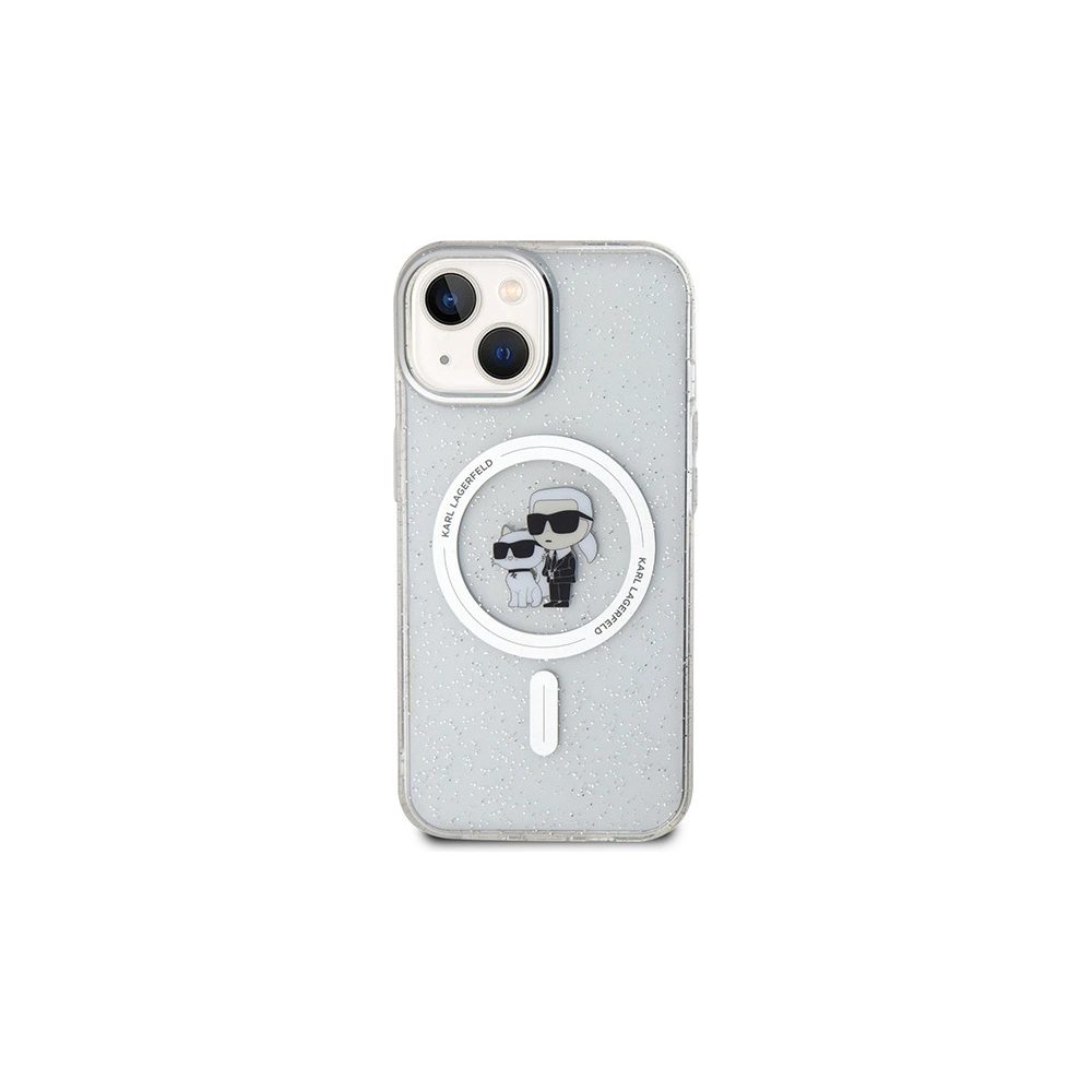 Etui Karl Lagerfeld KLHMP15SHGKCNOT Apple iPhone 15 hardcase Karl&Choupette Glitter MagSafe transparent