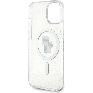 Etui Karl Lagerfeld KLHMP15SHGKCNOT Apple iPhone 15 hardcase Karl&Choupette Glitter MagSafe transparent