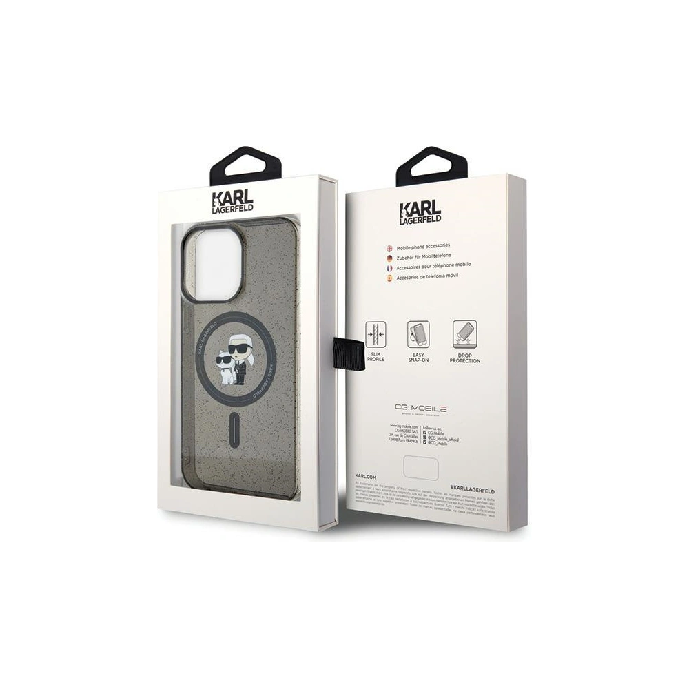 Etui Karl Lagerfeld KLHMP15XHGKCNOK Apple iPhone 15 Pro Max hardcase Karl&Choupette Glitter MagSafe czarny/black