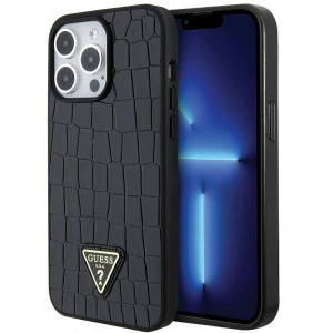 Buy Guess GUHCP15XPCRTHCK Apple iPhone 15 Pro Max hardcase Croco Triangle Metal Logo black - GUE2864 - {ean13} - Home Screen Store Europe