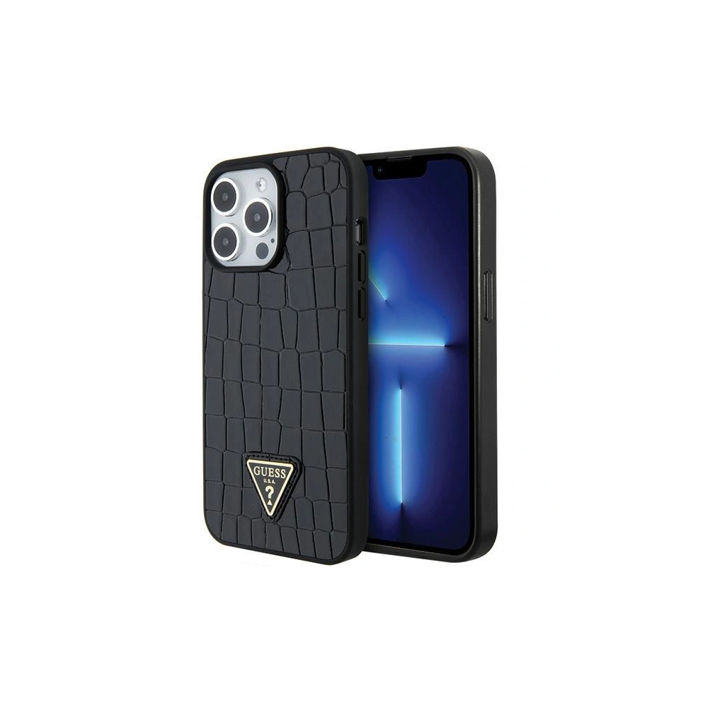 Etui Guess GUHCP15XPCRTHCK Apple iPhone 15 Pro Max hardcase Croco Triangle Metal Logo czarny/black