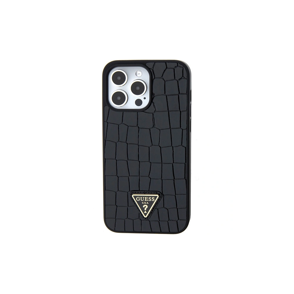 Etui Guess GUHCP15XPCRTHCK Apple iPhone 15 Pro Max hardcase Croco Triangle Metal Logo czarny/black