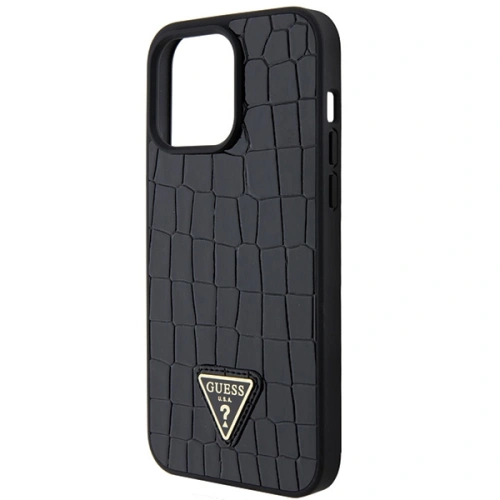 Buy Guess GUHCP15XPCRTHCK Apple iPhone 15 Pro Max hardcase Croco Triangle Metal Logo black - GUE2864 - {ean13} - Home Screen Store Europe