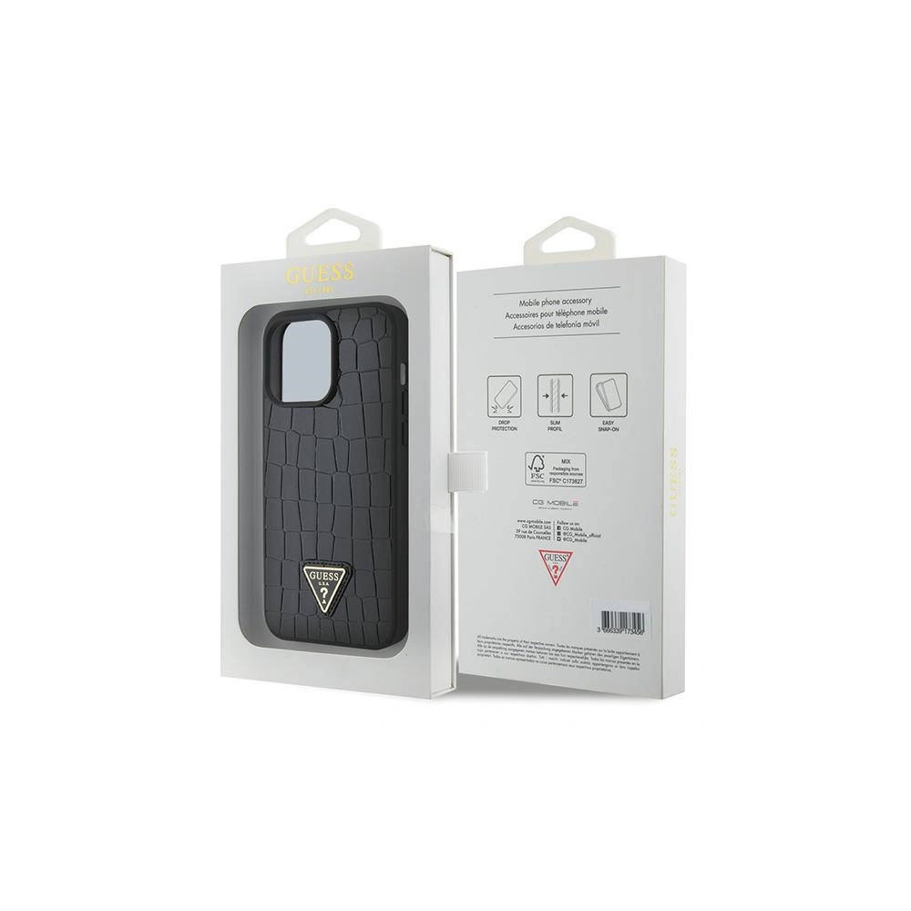 Etui Guess GUHCP15XPCRTHCK Apple iPhone 15 Pro Max hardcase Croco Triangle Metal Logo czarny/black