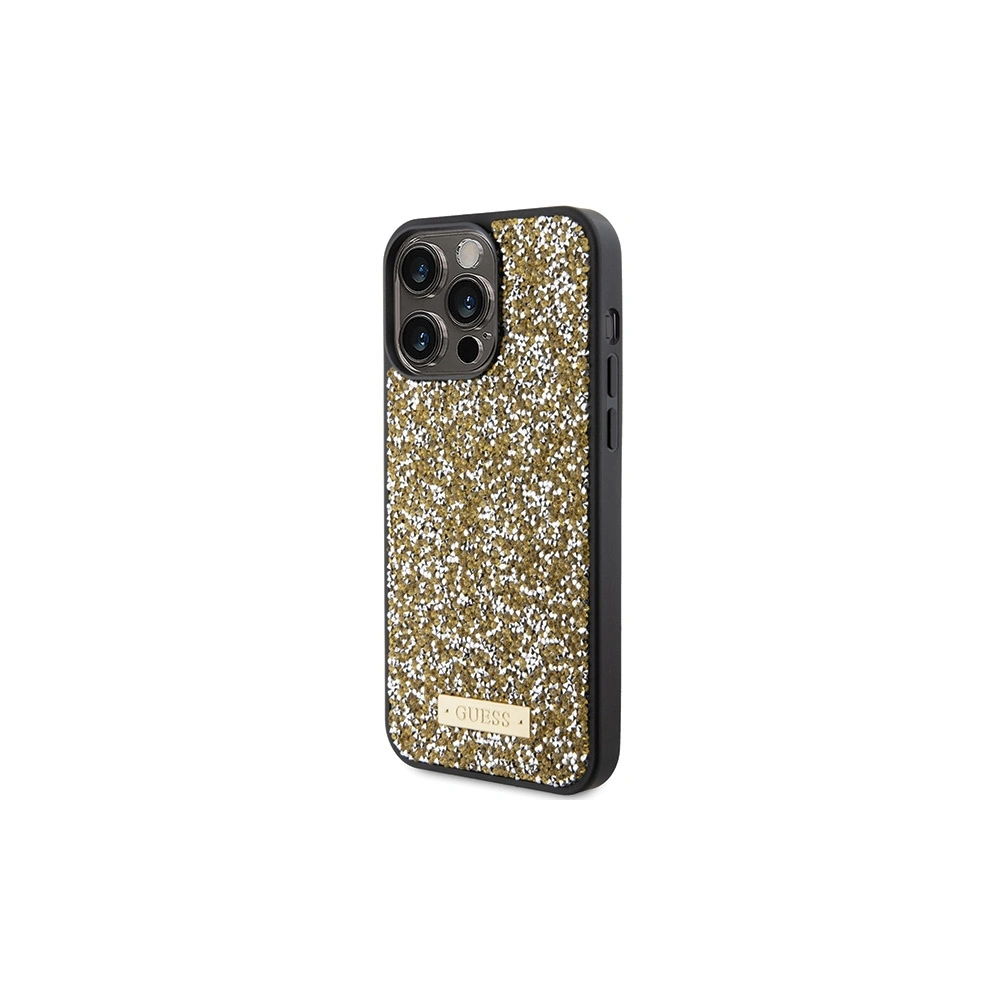 Etui Guess GUHCP15XPFGSBSD Apple iPhone 15 Pro Max hardcase Rhinestone Metal Logo żółty/yellow
